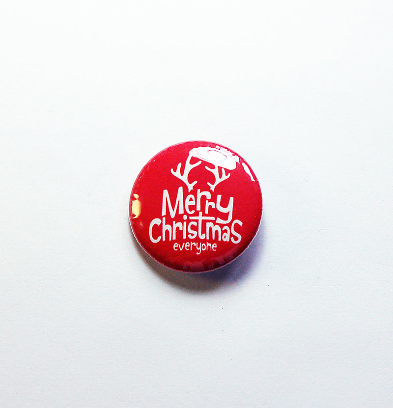 Merry Christmas Pin in Red and White - Kelly's Handmade