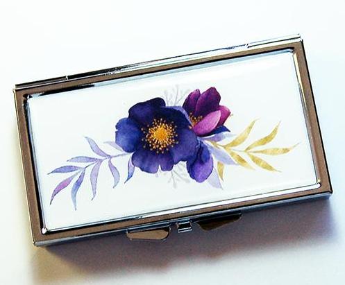 Purple Flower 7 Day Pill Case - Kelly's Handmade