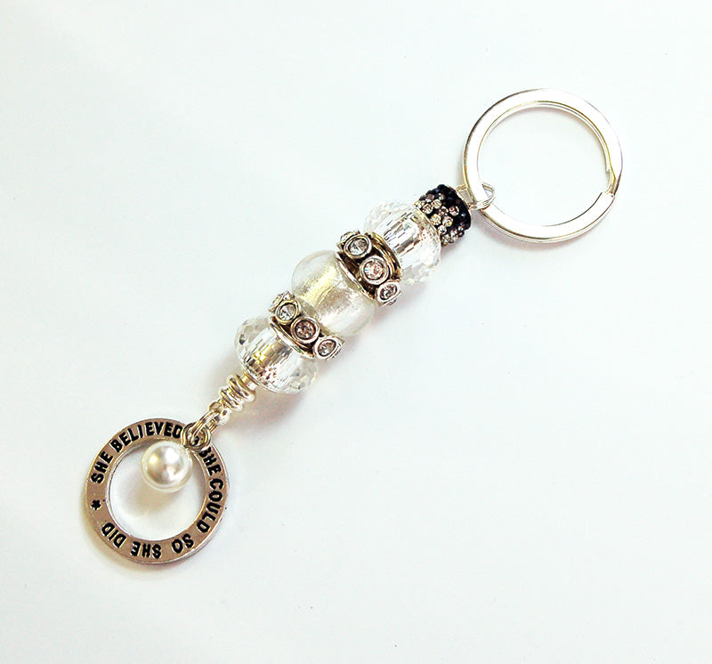 Beaded Keychain with Rhinestones - Kelly's Handmade