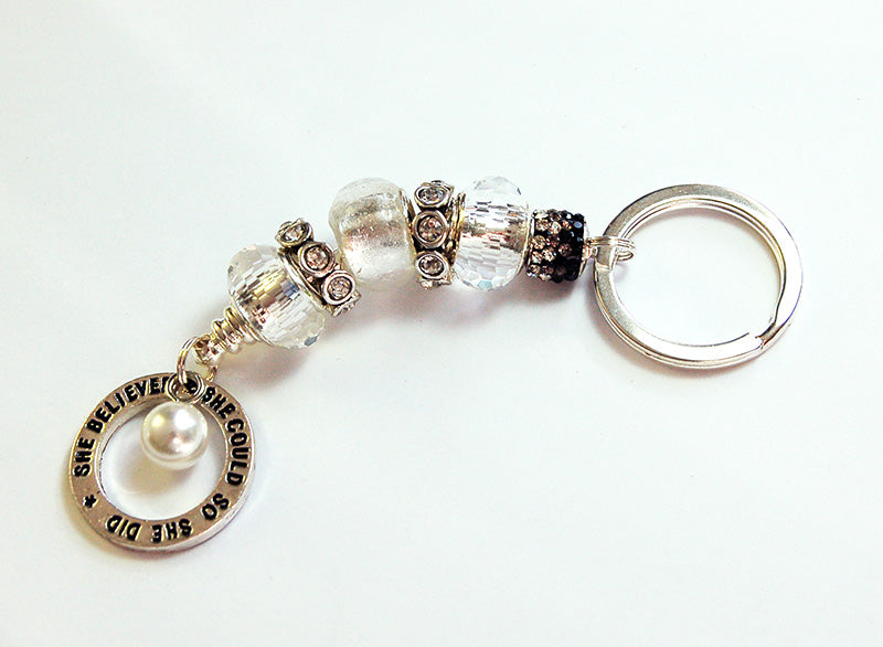 Beaded Keychain with Rhinestones - Kelly's Handmade