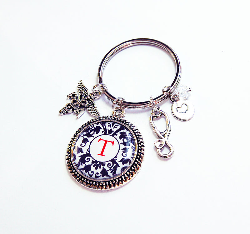 Monogram Keychain for Physician Assistant - Kelly's Handmade