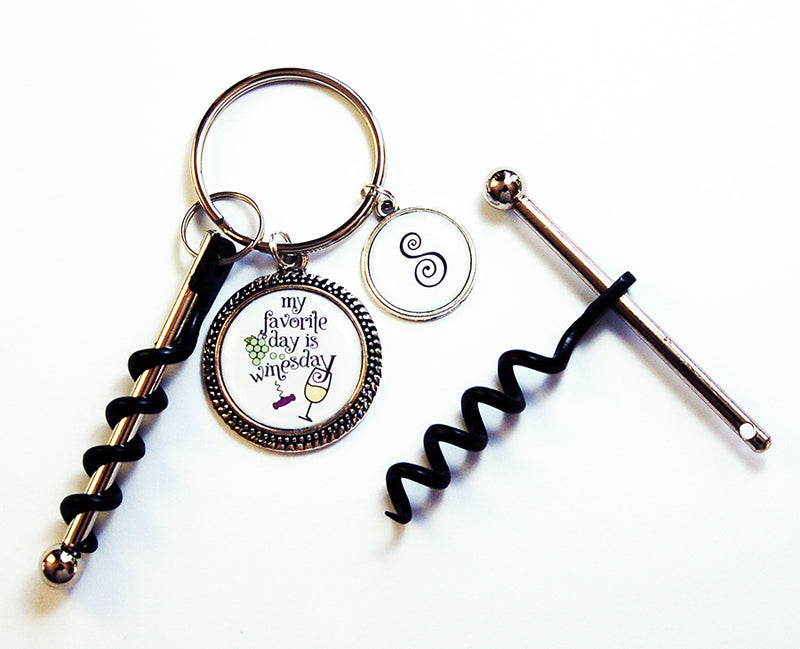 My Favorite Day Is Winesday Corkscrew Keychain Red Wine or White Wine - Kelly's Handmade