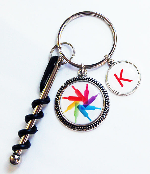 Wine Bottle Corkscrew Keychain in Rainbow of Colors - Kelly's Handmade