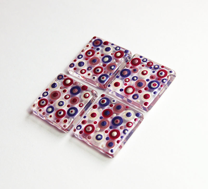 Purple Pink & Silver Hand Painted Dot Art Magnet Set - Kelly's Handmade