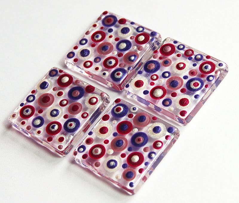 Purple Pink & Silver Hand Painted Dot Art Magnet Set - Kelly's Handmade