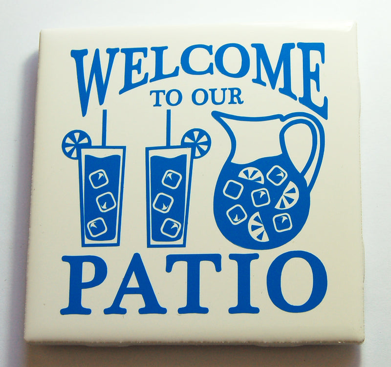 Welcome to our Patio Sign In Blue & White - Kelly's Handmade