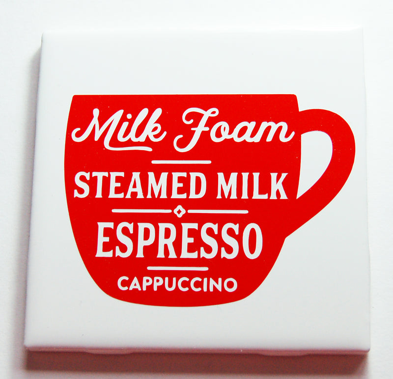 Milk Foam Steamed Milk Espresso Cappuccino Coffee Sign In Red - Kelly's Handmade