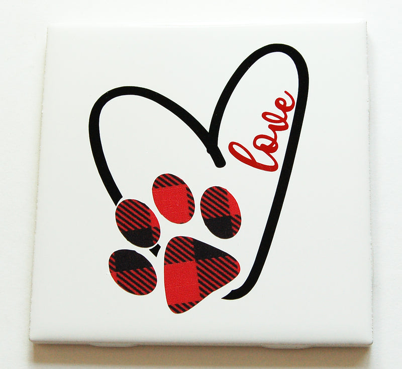 Dog Paw Love Sign In Red & Black - Kelly's Handmade