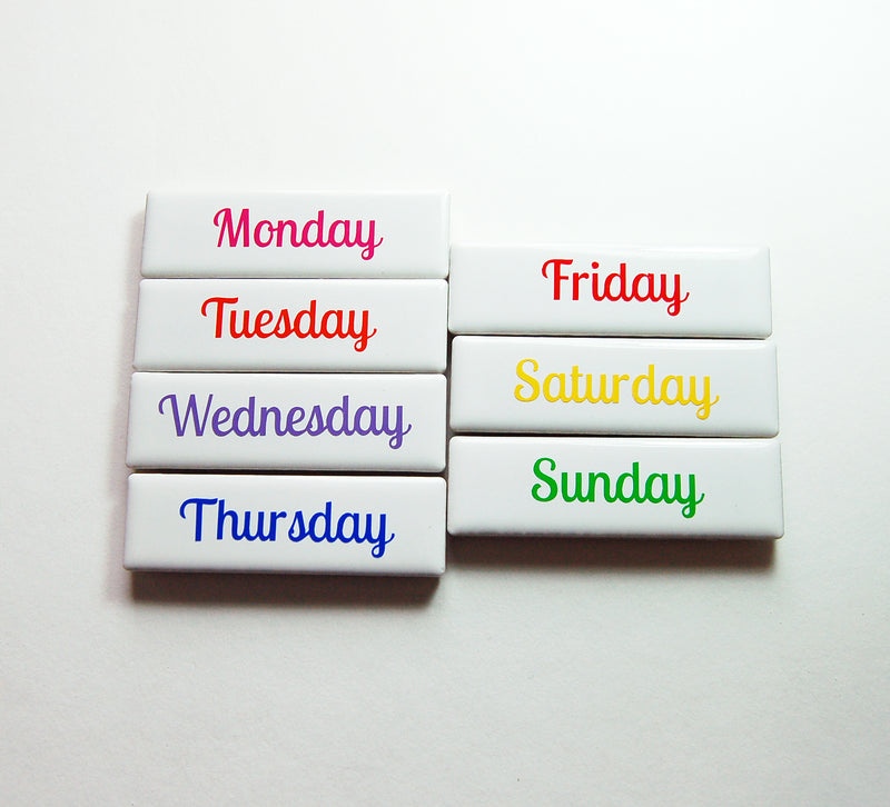 Days of the Week Tile Magnet Set Multi Color Set 1 - Kelly's Handmade