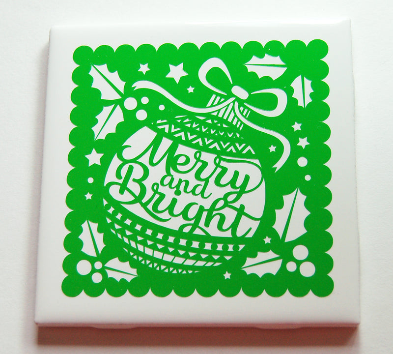 Merry and Bright Christmas Sign In Green - Kelly's Handmade