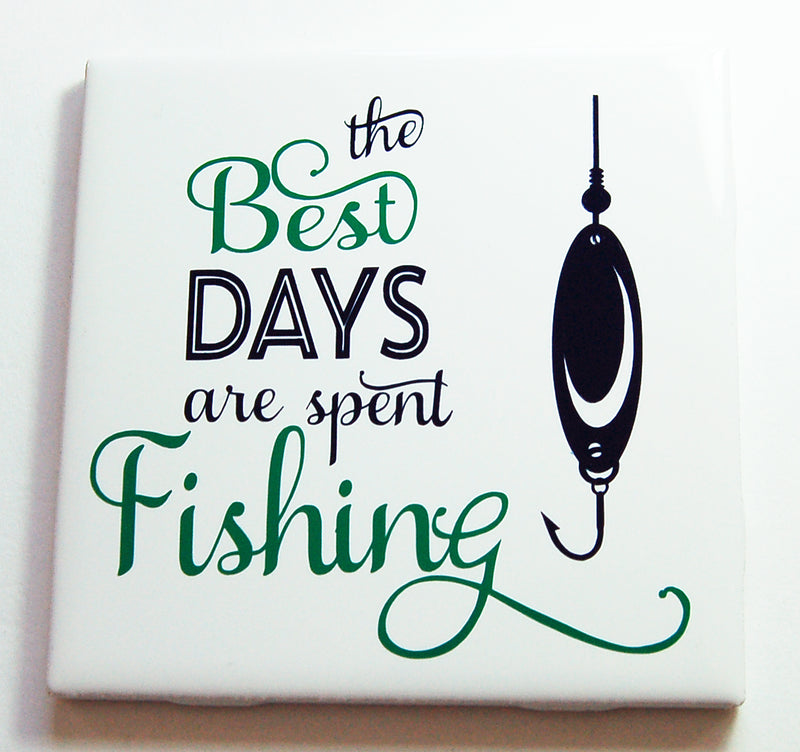 The Best Days Are Spent Fishing Sign In Green & Navy Blue - Kelly's Handmade
