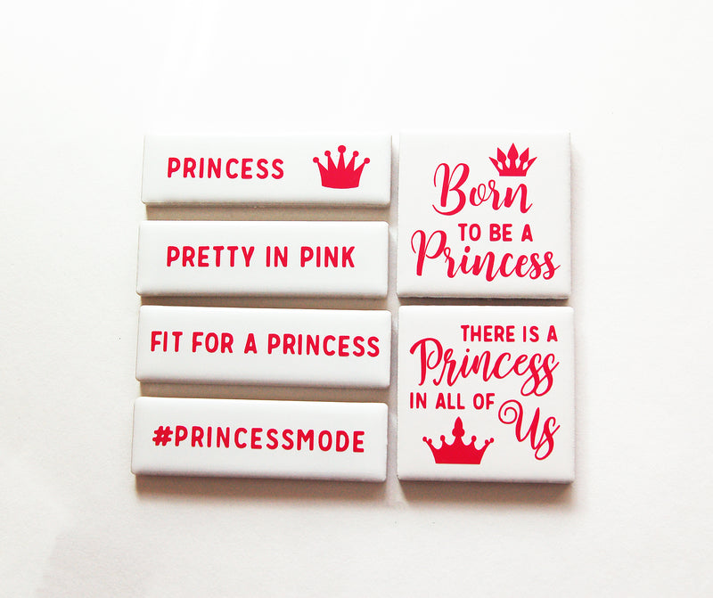 Fit For A Princess Tile Magnet Set in Pink & White - Kelly's Handmade