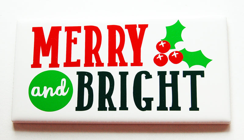 Merry and Bright Christmas Sign In Red Green & Black - Kelly's Handmade