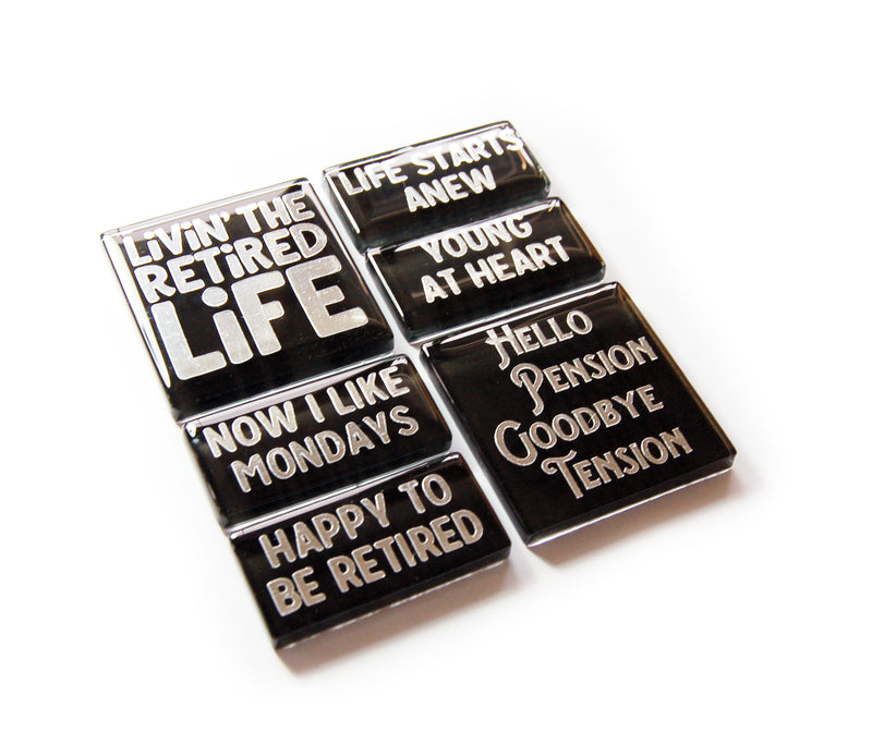 Retirement Life Magnet Set in Black & Silver - Kelly's Handmade