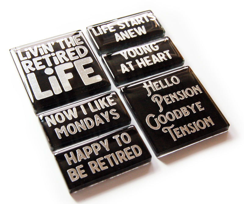 Retirement Life Magnet Set in Black & Silver - Kelly's Handmade