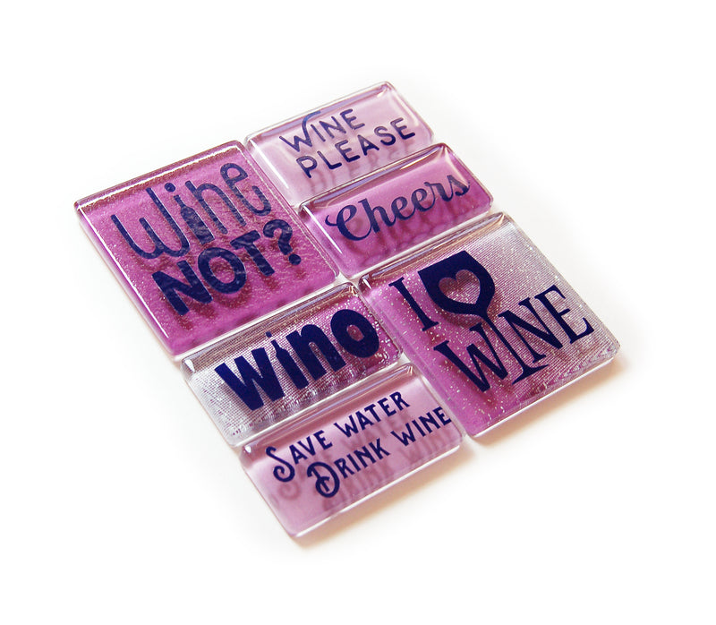 I Love Wine Purple Glass Magnets - Kelly's Handmade