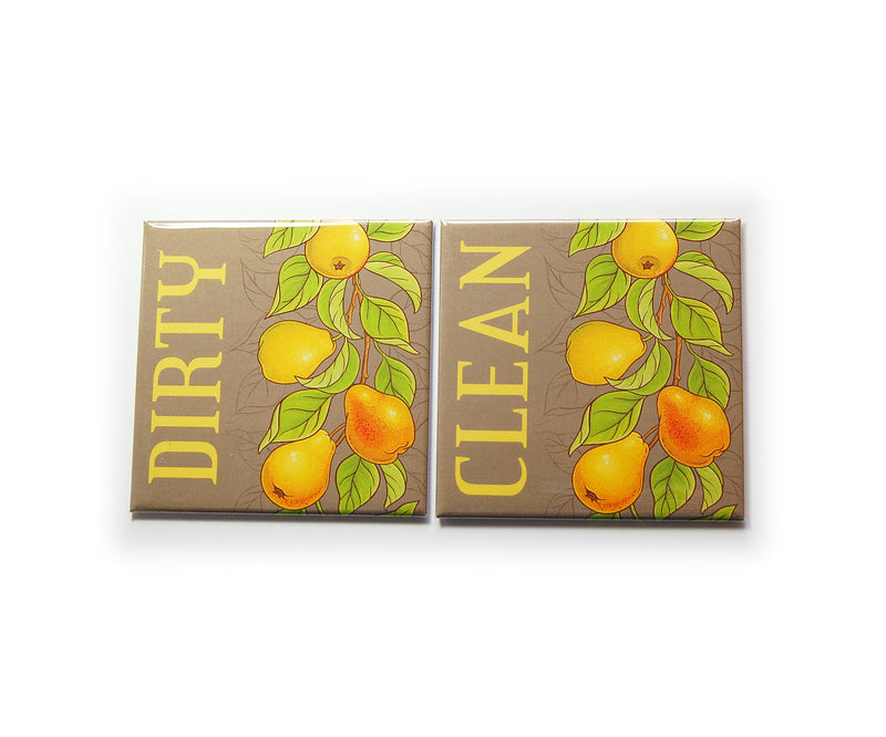 Pear Clean & Dirty Dishwasher Magnets - Kelly's Handmade