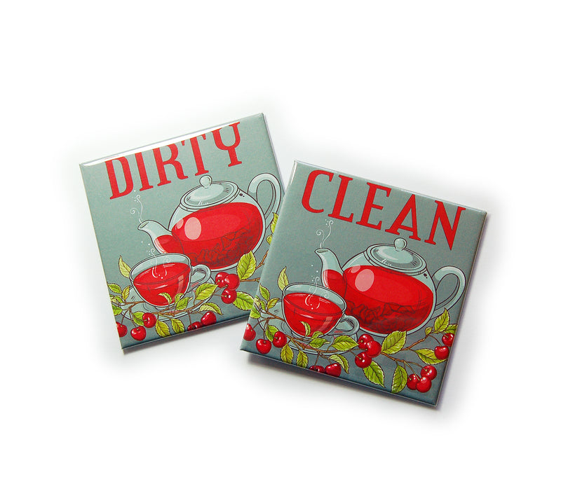 Cherry Clean & Dirty Dishwasher Magnets - Kelly's Handmade
