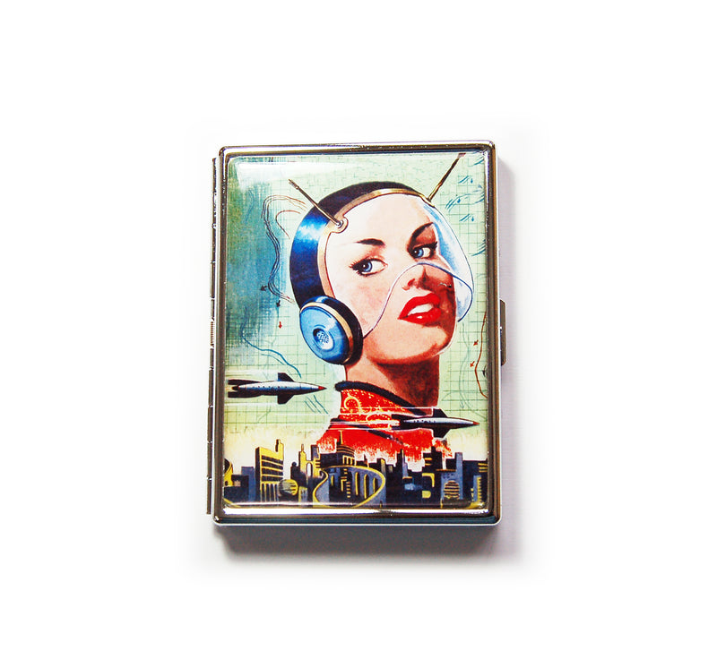Retro Sci-Fi Space Woman Slim Cigarette Case - Kelly's Handmade