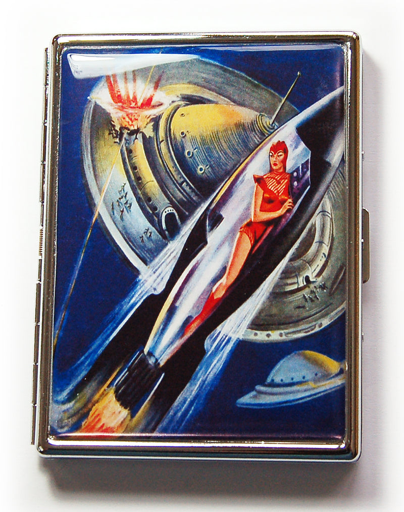Retro Sci-Fi Rocket Slim Cigarette Case - Kelly's Handmade