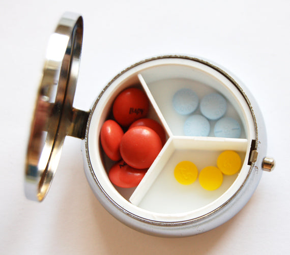 Orange Polka Dot Round Pill Case - Kelly's Handmade