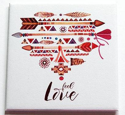 Feel Love Boho Heart Magnet - Kelly's Handmade