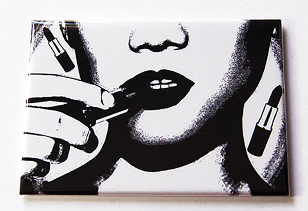 Lipstick Large Pocket Mirror in Black & White - Kelly's Handmade