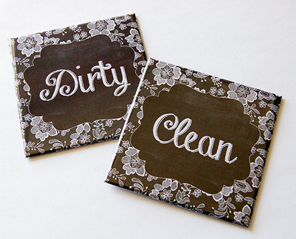 Faux Chalkboard Clean & Dirty Dishwasher Magnets - Kelly's Handmade