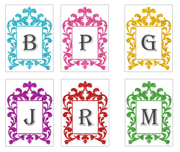Monogram Faux Glitter Large Pocket Mirror in 6 Colors - Kelly's Handmade