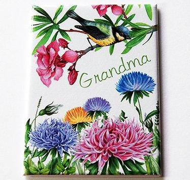 Floral Bird Personalized Large Pocket Mirror - Kelly's Handmade