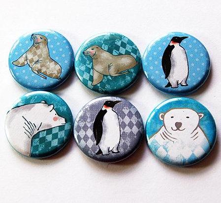 Arctic Animals Set of Six Magnets - Kelly's Handmade