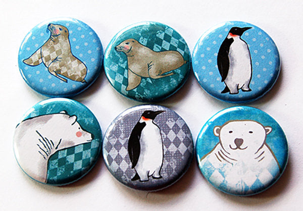 Arctic Animals Set of Six Magnets - Kelly's Handmade