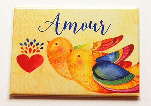 Amour Love Birds Rectangle Magnet - Kelly's Handmade