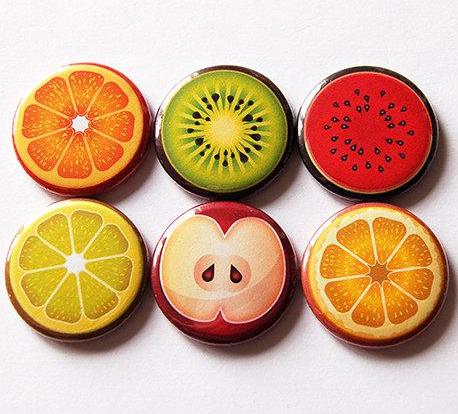 Yummy Fruit Set of Six Magnets - Kelly's Handmade