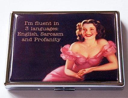 English Sarcasm & Profanity Funny Slim Cigarette Case - Kelly's Handmade
