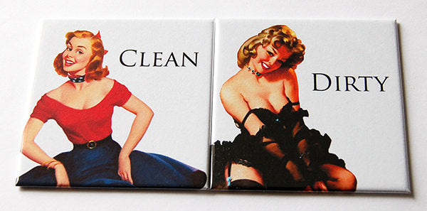 Retro Housewife Clean & Dirty Dishwasher Magnets #6 - Kelly's Handmade
