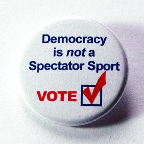 Democracy Is Not A Spectator Sport Vote Pin - Kelly's Handmade