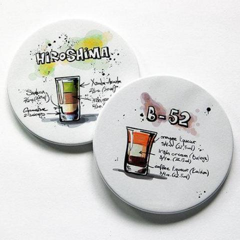Cocktail Recipe Coasters - B52 & Hiroshima - Kelly's Handmade