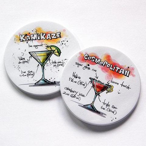 Cocktail Recipe Coasters - Kamikaze & Cosmopolitan - Kelly's Handmade