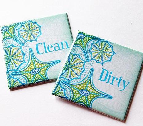 Modern Starfish Clean & Dirty Dishwasher Magnets - Kelly's Handmade
