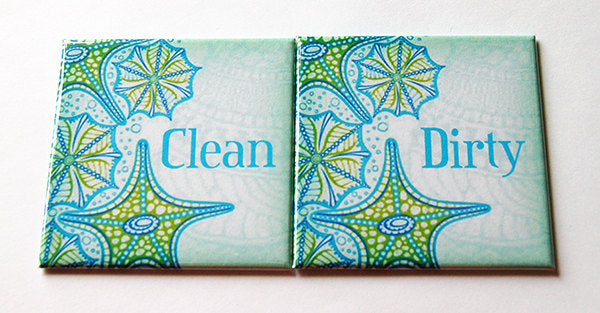 Modern Starfish Clean & Dirty Dishwasher Magnets - Kelly's Handmade