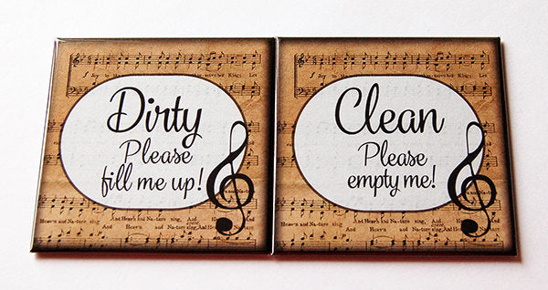 Musical Theme Clean & Dirty Dishwasher Magnets - Kelly's Handmade