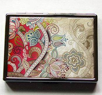 Paisley Slim Cigarette Case in Pink - Kelly's Handmade