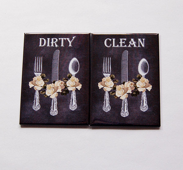 Elegant Faux Chalkboard Clean & Dirty Dishwasher Magnets - Kelly's Handmade