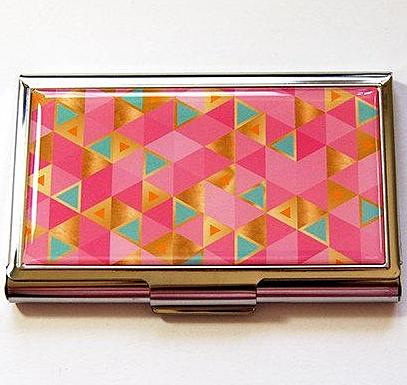 Geometric Triangle Business Card Case in 4 Color Combos - Kelly's Handmade