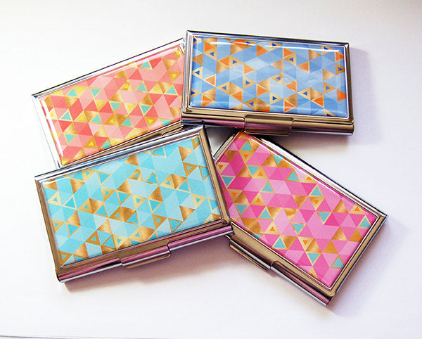 Geometric Triangle Business Card Case in 4 Color Combos - Kelly's Handmade