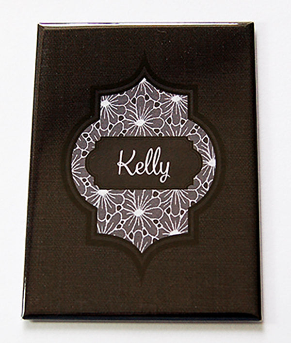 Personalized Large Pocket Mirror in Black - Kelly's Handmade