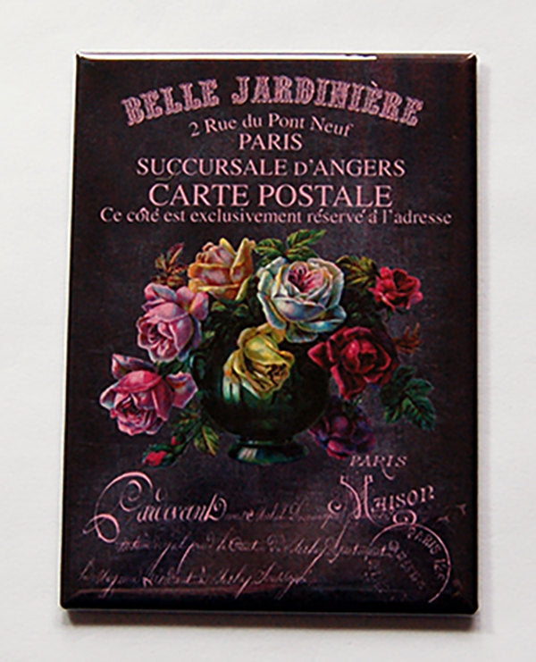 Roses on Faux Blackboard Rectangle Magnet - Kelly's Handmade