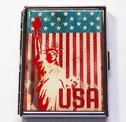 Stars & Stripes Lady Liberty Slim Cigarette Case - Kelly's Handmade