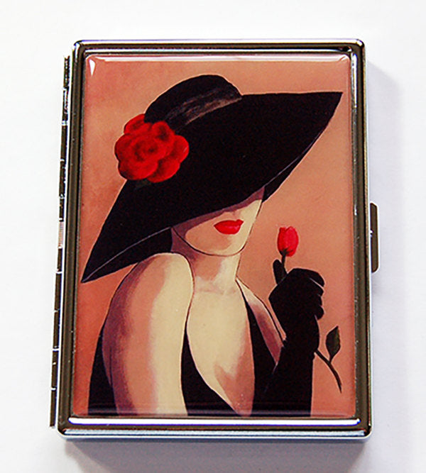 Woman in Black Slim Cigarette Case - Kelly's Handmade